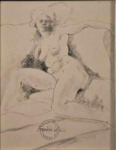 Franklin White Reclining Female Nude Figure Drawing Study, British, 20th Century