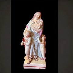 Antique Pearlware Porcelain Figure of Charity with Three Children ca. 1820