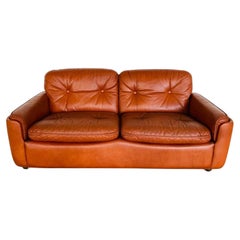 Vintage Danish Mid-Century Cognac Leather Two-Seat Sofa by Sigurd Ressell, 1970s
