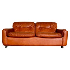 Vintage Danish Mid-Century Cognac Leather Two-Seat Sofa by Sigurd Ressell, 1970s