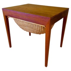 Vintage Danish Teak Sewing Table by Severin Hansen Jr. for Haslev Møbelfabrik