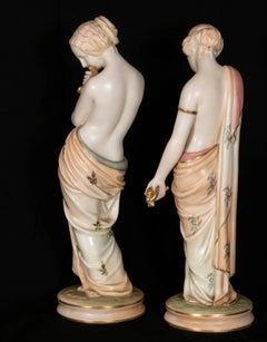 Pair Royal Worcester “Joy and Sorrow” Allegorical Porcelain Figures, c.1900