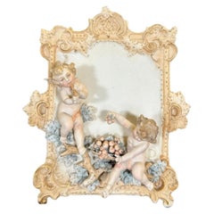 Antique Continental Pair of Bisque Porcelain Scallop-Shaped Photograph Frames