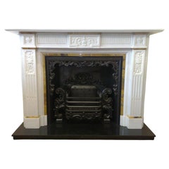 Antique Georgian Carved White Statuary Marble Fireplace Surround