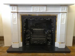 Antique Georgian Carved White Statuary Marble Fireplace Surround