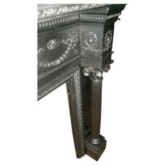 Large Victorian Neoclassical Cast Iron Fireplace Surround