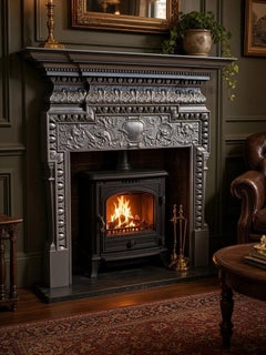 Antique Victorian Cast Iron Fireplace Surround