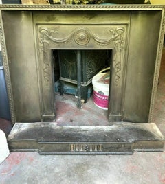 Antique Cast Iron Fireplace with Hearth, Unrestored
