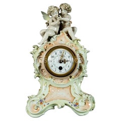 Antique Volkstedt Porcelain Cherub Mantel Clock, Germany, circa 1890