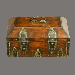 19th Century South Indian Teak & Brass Travelling Document Box