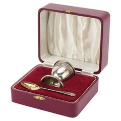 1958 Sterling Silver Christening Egg Cup & Spoon by Henry Clifford Davis