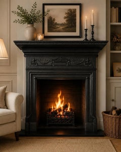 Victorian Cast Iron Fireplace Surround for Wood Burner or Stove, 1896