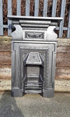 Original Antique Victorian Cast Iron Combination Fireplace Surround