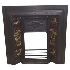 Original Antique Cast Iron Fireplace Insert with Original Tiles