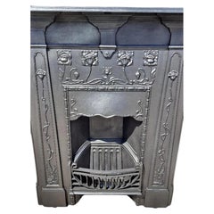 Original Victorian Art Nouveau Cast Iron Combination Fireplace Surround