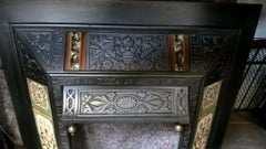 Original Antique Cast Iron Fireplace Insert with Original Decorative Tiles