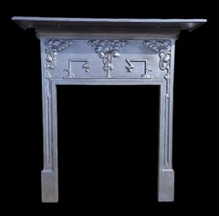 Antique Edwardian Art Nouveau Cast Iron Fireplace Mantel Surround