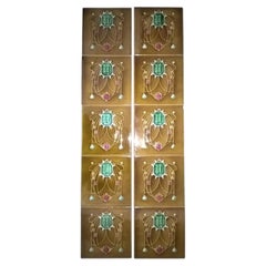 10er-Set antiker Jugendstil-Kaminfliesen