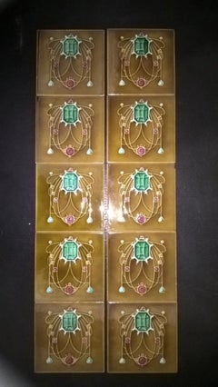 10er-Set antiker Jugendstil-Kaminfliesen