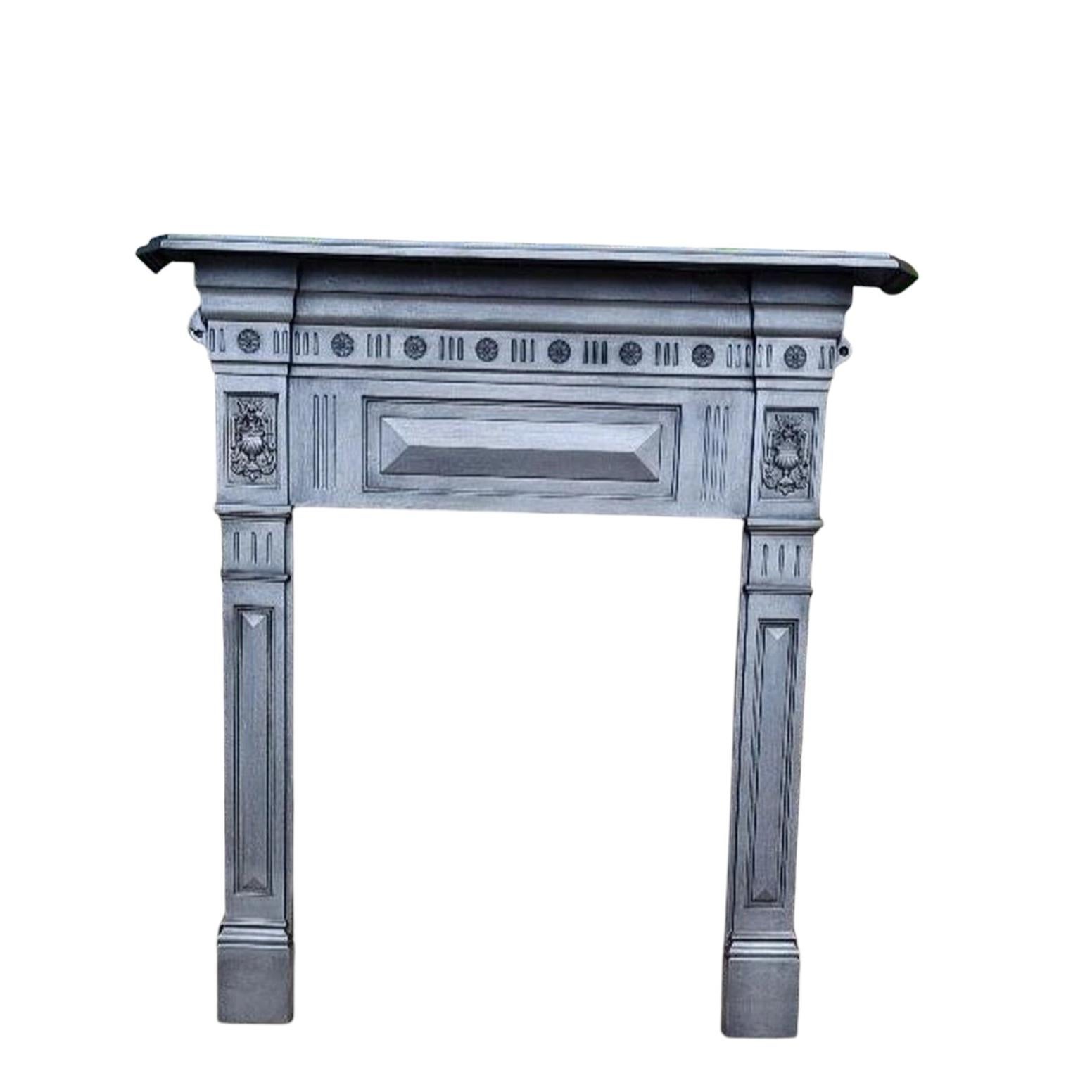 Antique Victorian Cast Iron Mantel Surround for Wood Burning Stove