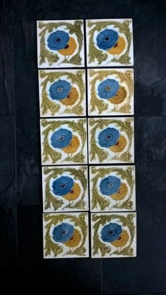 Set of Ten Period Decorative Fireplace Tiles