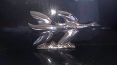 Rare Vintage Chrome Flying Geese Sculpture, Art Deco 1930s