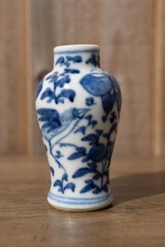 Antique Chinese Qing Dynasty Hand-Painted Porcelain Snuff Vase, 19th Century
