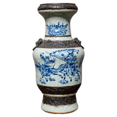 Large Chinese Qing Dynasty Crackle Glaze Porcelain Vase, Early 19th Century