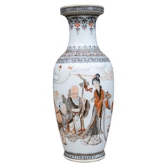 Chinese Famille Rose Grisaille and Iron Red Porcelain Vase, 20th Century