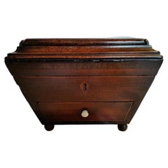 Antique Spanish Mahogany Sarcophagus Jewellery Box, circa 1830