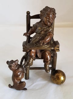 Victorian Cast Metal Figurine with Original Patina