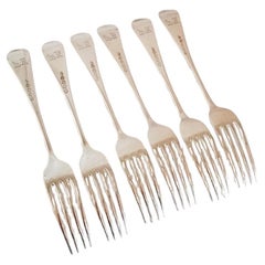 Tischgabeln aus viktorianischem Sterlingsilber im Old-English-Stil, 1870
