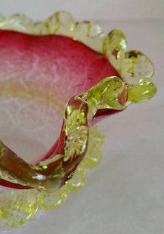 Victorian Frosted Cranberry Glass Preserve Bowl, circa 1880