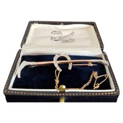 Antique Edwardian 15ct Rose Gold & Platinum Horseshoe Brooch ca. 1905