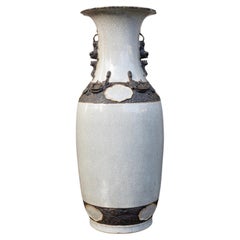 Large Antique Chinese Qing Dynasty Crackle Glaze Porcelain Vase, 19th Century