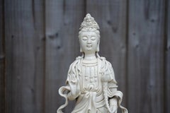 Chinese Qing Dynasty Blanc de Chine Guanyin Porcelain Figure, 19th Century