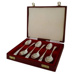 Set of Six Sterling Silver Golfing Spoons, Sheffield 1932