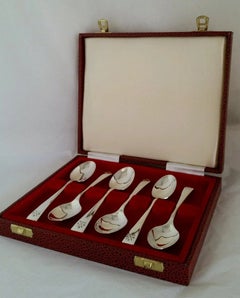 Set of Six Sterling Silver Golfing Spoons, Sheffield 1932