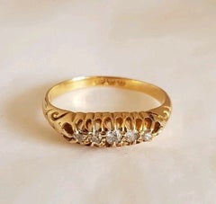 Antique Victorian 18ct Gold Old Cut Diamond Ring, Birmingham 1894