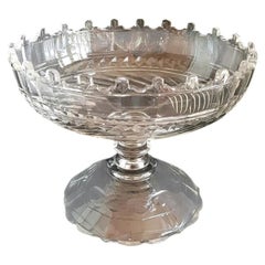 Edwardian Irish Style Cut Glass Fruit Bowl with Castle Rim