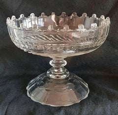 Edwardian Irish Style Cut Glass Fruit Bowl with Castle Rim