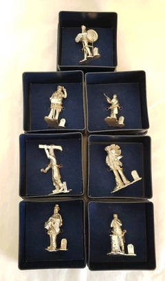 Mid Century English Sterling Silver Novelty Place Name Holders ca. 1975