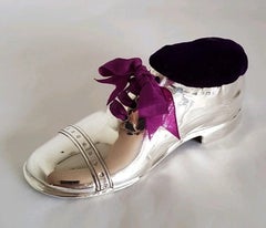 Antique Sterling Silver George V Brogue Shoe Pin Cushion 1911