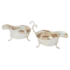 Antique Sydney Hall & Co Sterling Silver Art Deco Sauce Boats, Sheffield 1932