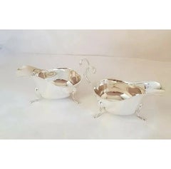 Antique Sydney Hall & Co Sterling Silver Art Deco Sauce Boats, Sheffield 1932