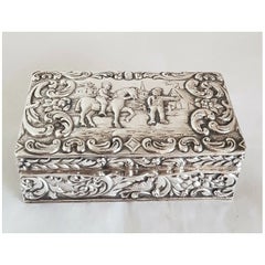Antique Dutch Silver Repoussé Trinket or Jewellery Box Late 19th Century