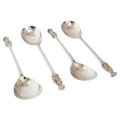 Antique Victorian London Silver Apostle Spoons with Heraldic Seals