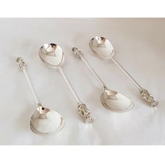 Antique Victorian London Silver Apostle Spoons with Heraldic Seals