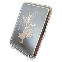 Antique 1930s Siamese Silver Cigarette Case with Hand Engraving
