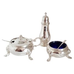 Antique Sterling Silver Three-Piece Cruet Set, London